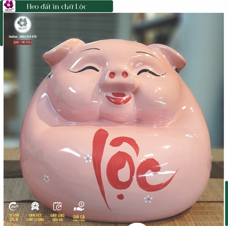 Heo đất hoạ tiết chữ Lộc